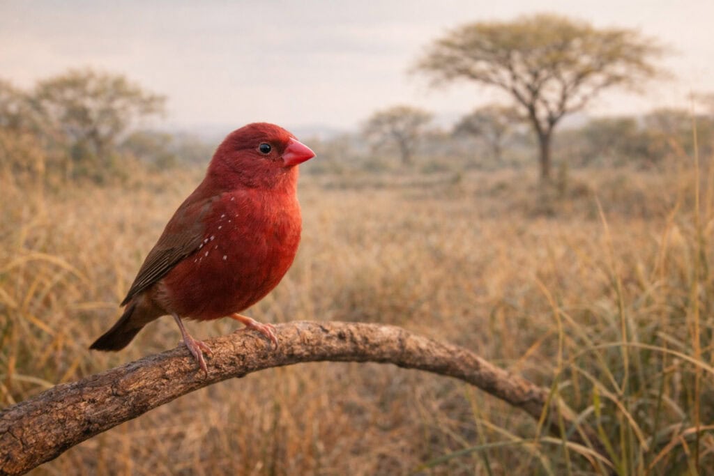 Amarantka czerwonodzioba (Lagonosticta senegala) – Czerwona kruszynka z serca Afryki