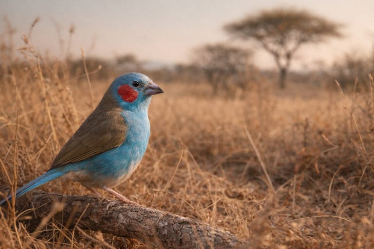 Motylik krasnouchy (Uraeginthus bengalus) – Błękitny klejnot afrykańskiej sawanny
